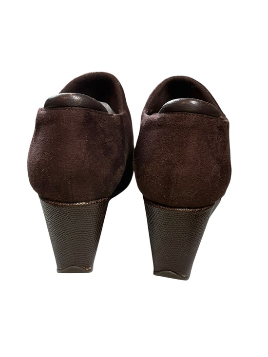 Donald Pliner Cindia Leather or Suede Ankle Bootie | HSN Donald Pliner Wedge Ankle Booties Brown Suede Size 6.5